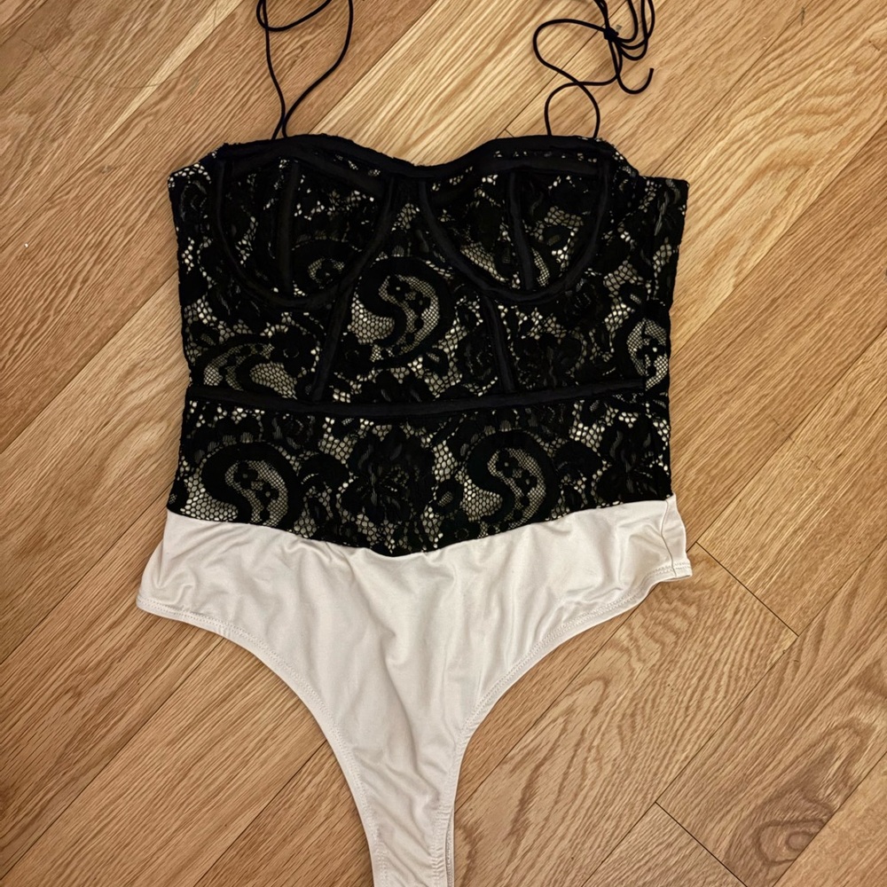 Superdown Black Lace Bodysuit